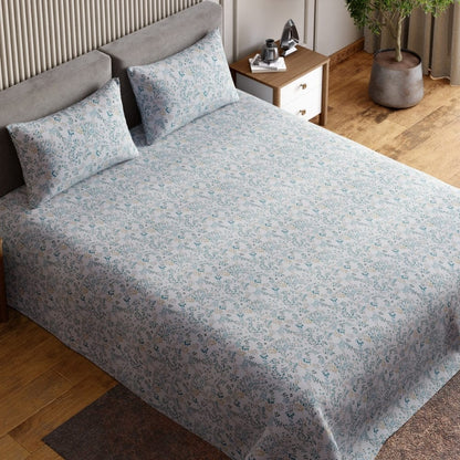 Feather-Touch 300 TC  Bedsheet- Silver Wisteria