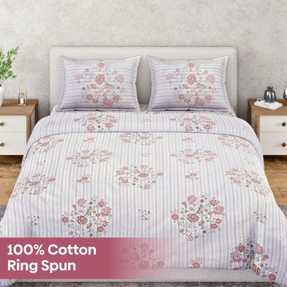 Ring Spun 100% Cotton Bedsheet- Elderflower Dream