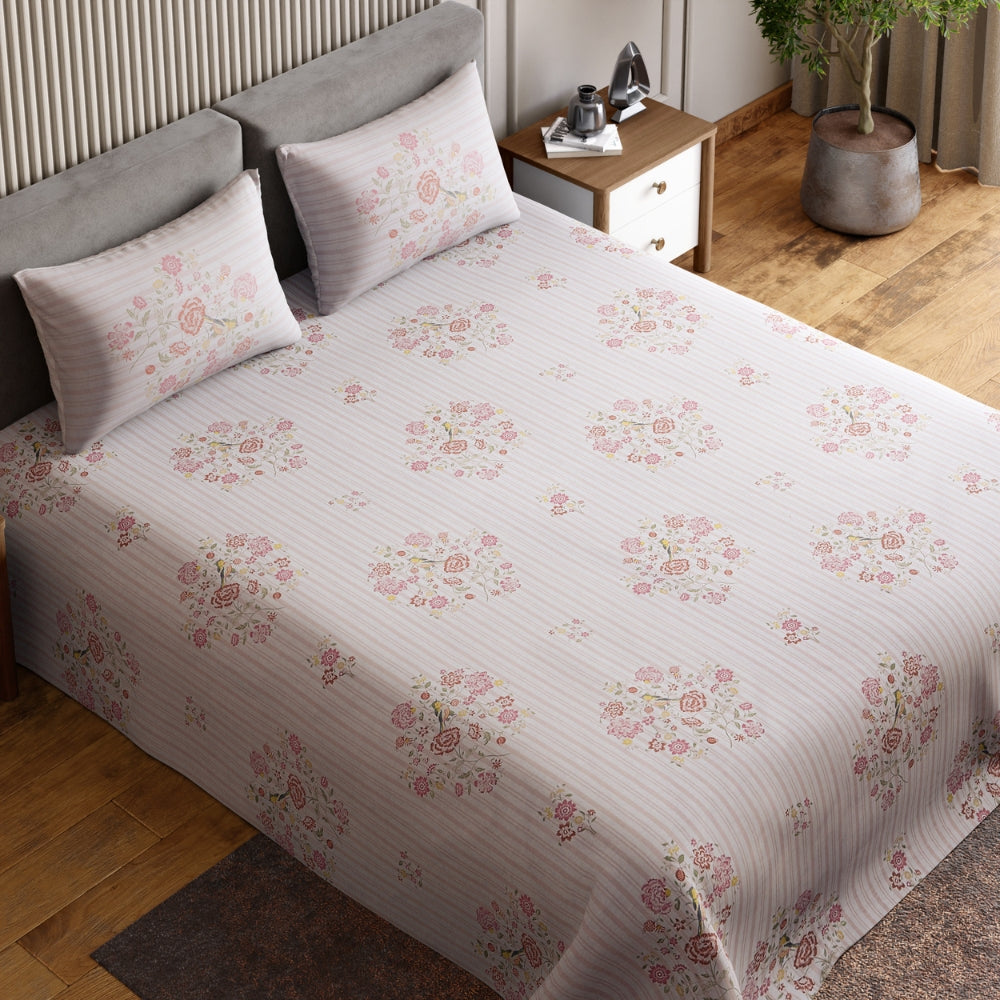 Ring Spun 100% Cotton Bedsheet- Elderflower Dream