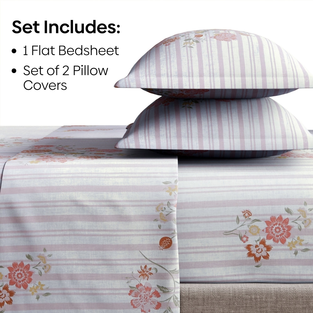 Ring Spun 100% Cotton Bedsheet- Elderflower Dream