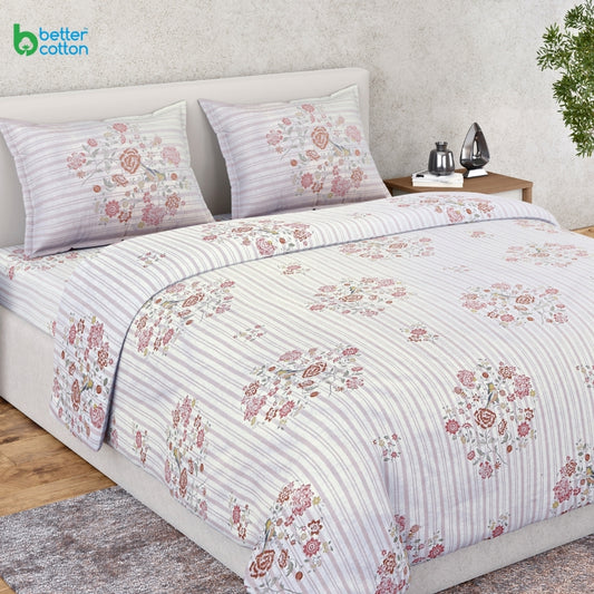 Ring Spun 100% Cotton Bedsheet- Elderflower Dream