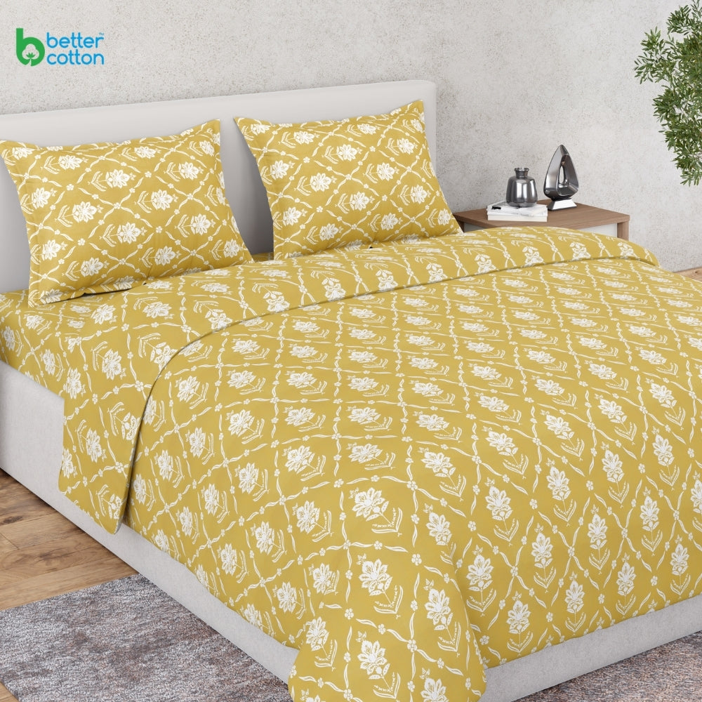 Ring Spun 100% Cotton Bedsheet- Golden Dahlia