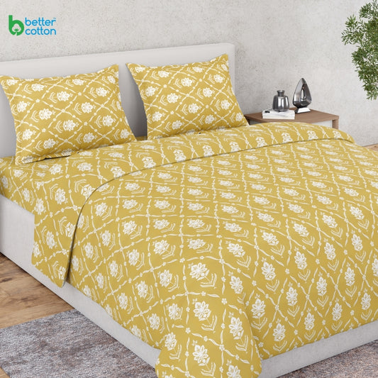 Ring Spun 100% Cotton Bedsheet- Golden Dahlia