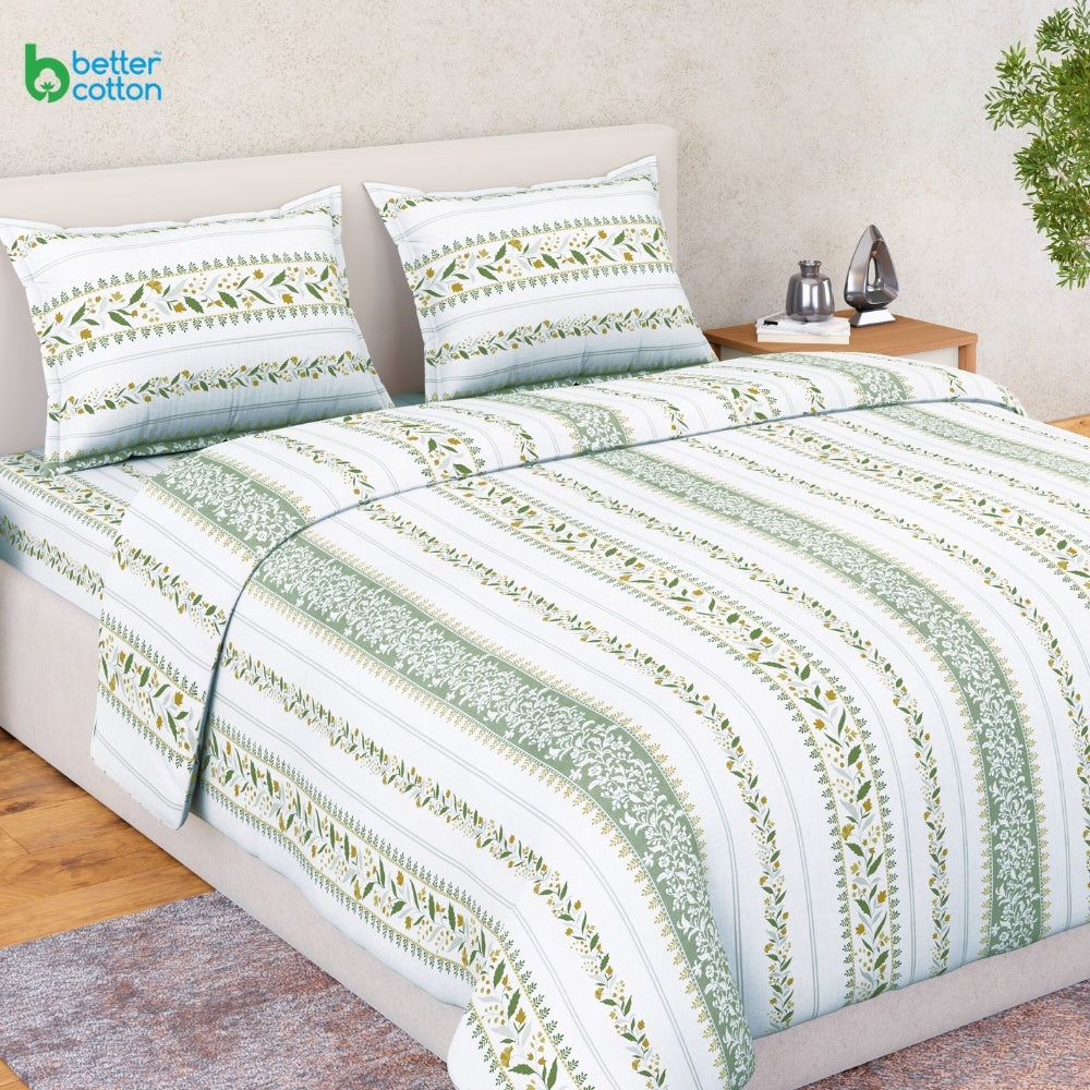Ring Spun 100% Cotton Bedsheet- Jasmine Garland