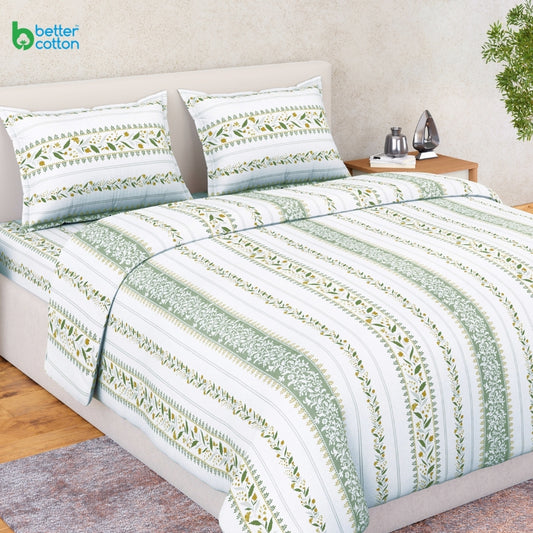 Ring Spun 100% Cotton Bedsheet- Jasmine Garland