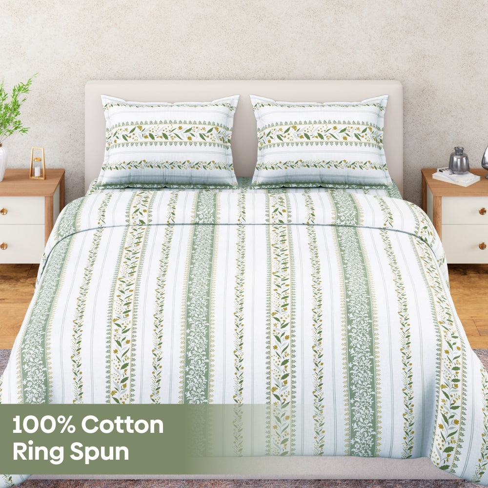 Ring Spun 100% Cotton Bedsheet- Jasmine Garland