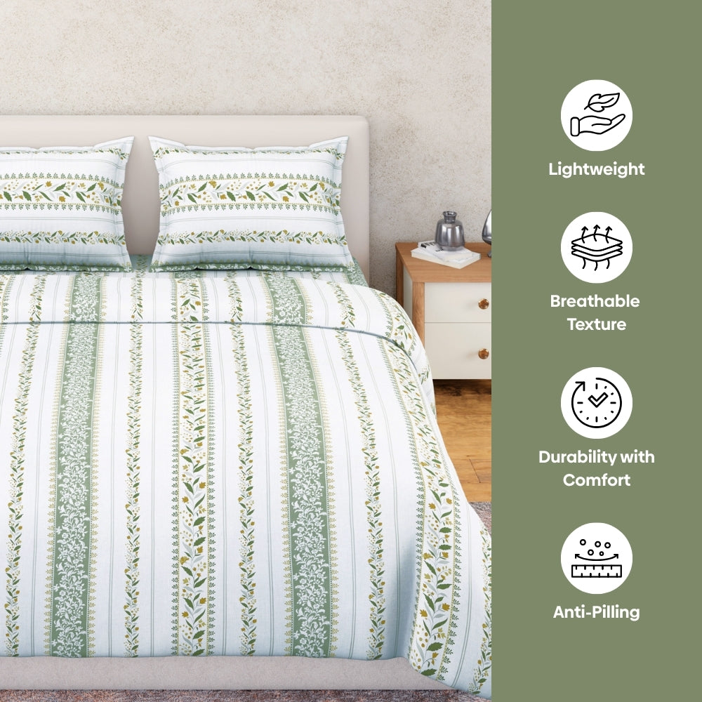 Ring Spun 100% Cotton Bedsheet- Jasmine Garland