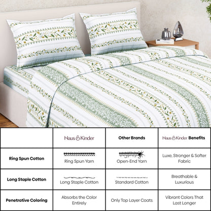 Ring Spun 100% Cotton Bedsheet- Jasmine Garland