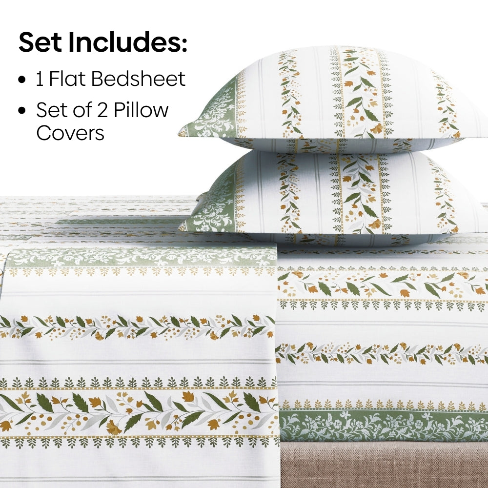 Ring Spun 100% Cotton Bedsheet- Jasmine Garland