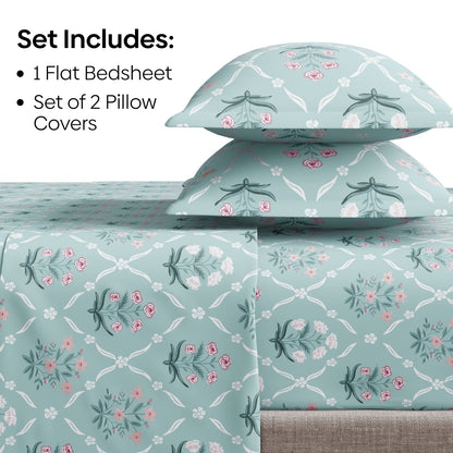 Ring Spun 100% Cotton Bedsheet-  Rosebud Trellis