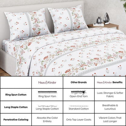 Ring Spun 100% Cotton Bedsheet- Rosabelle Garden