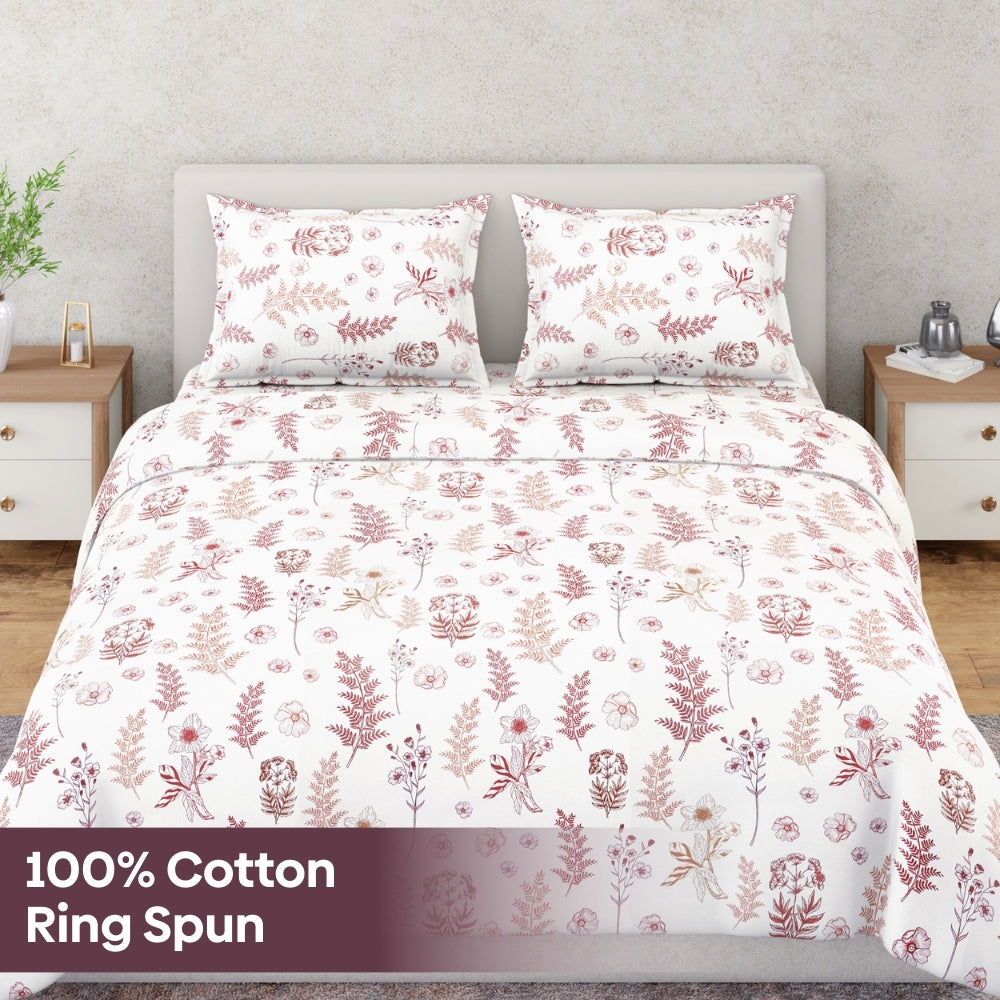 Ring Spun 100% Cotton Bedsheet- Whispering Meadows