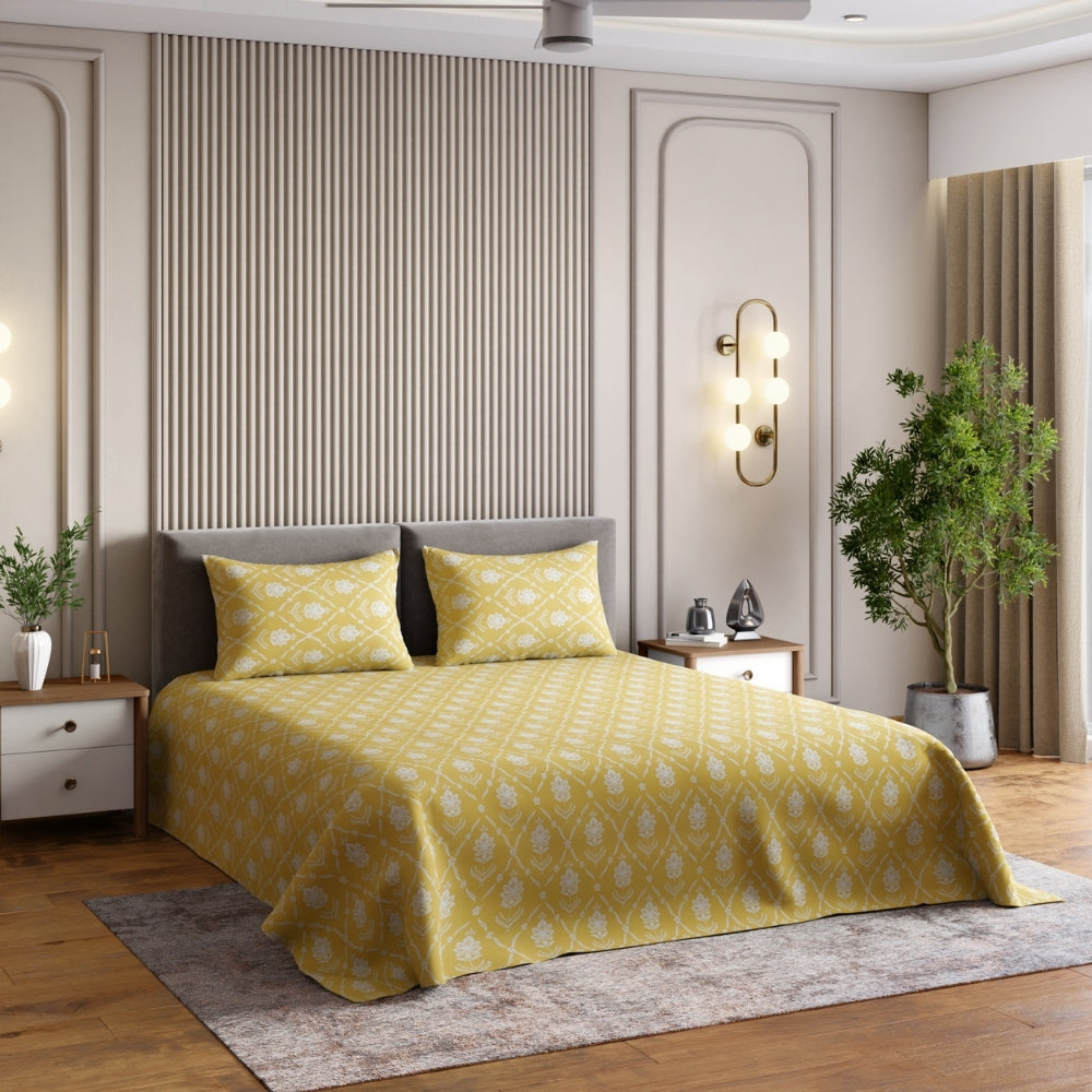 Ring Spun 100% Cotton Bedsheet- Golden Dahlia