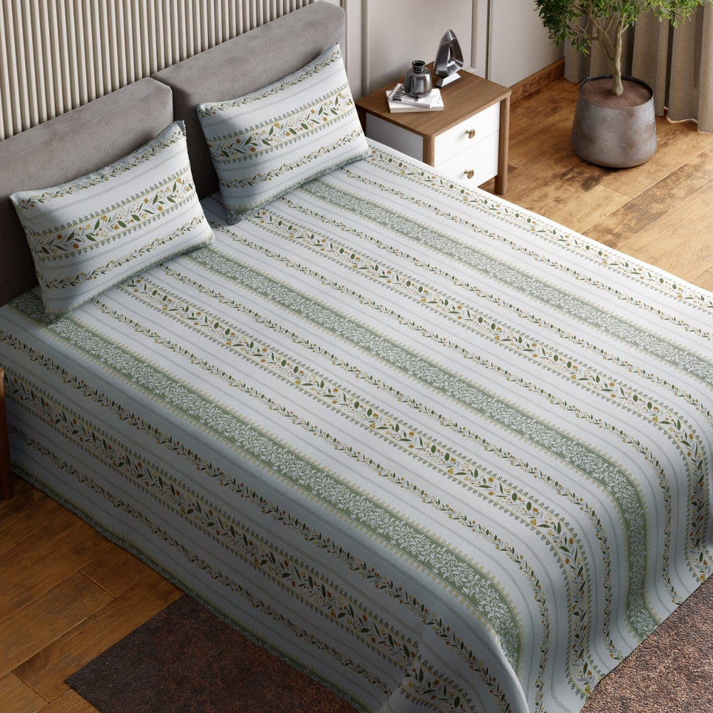 Ring Spun 100% Cotton Bedsheet- Jasmine Garland