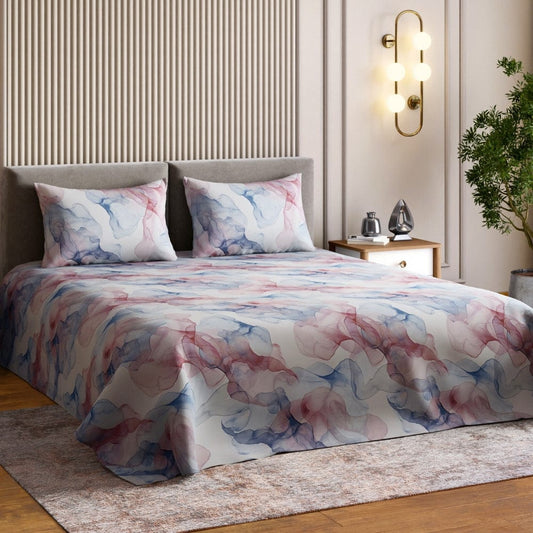 Digital Printed 210 TC Bedsheet- Mist and Mauve