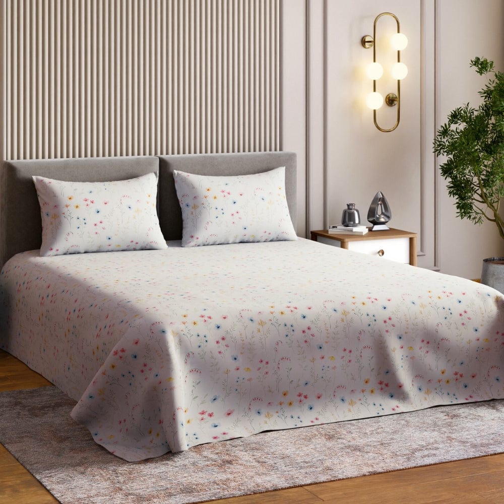 Digital Printed 210 TC  Bedsheet- Wildflower Whimsy