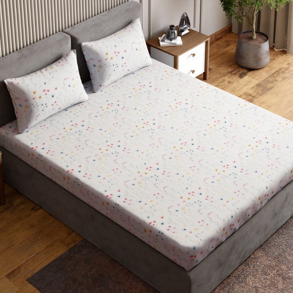 Digital Printed 210 TC  Bedsheet- Wildflower Whimsy