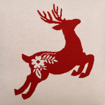 Knitted and Embroidered Decorative Cushion Cover, Rudolph