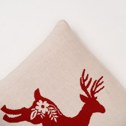 Knitted and Embroidered Decorative Cushion Cover, Rudolph