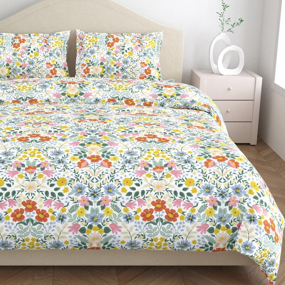 Royal Bloomscape 100% Cotton Double Size Bedsheet, 144 TC