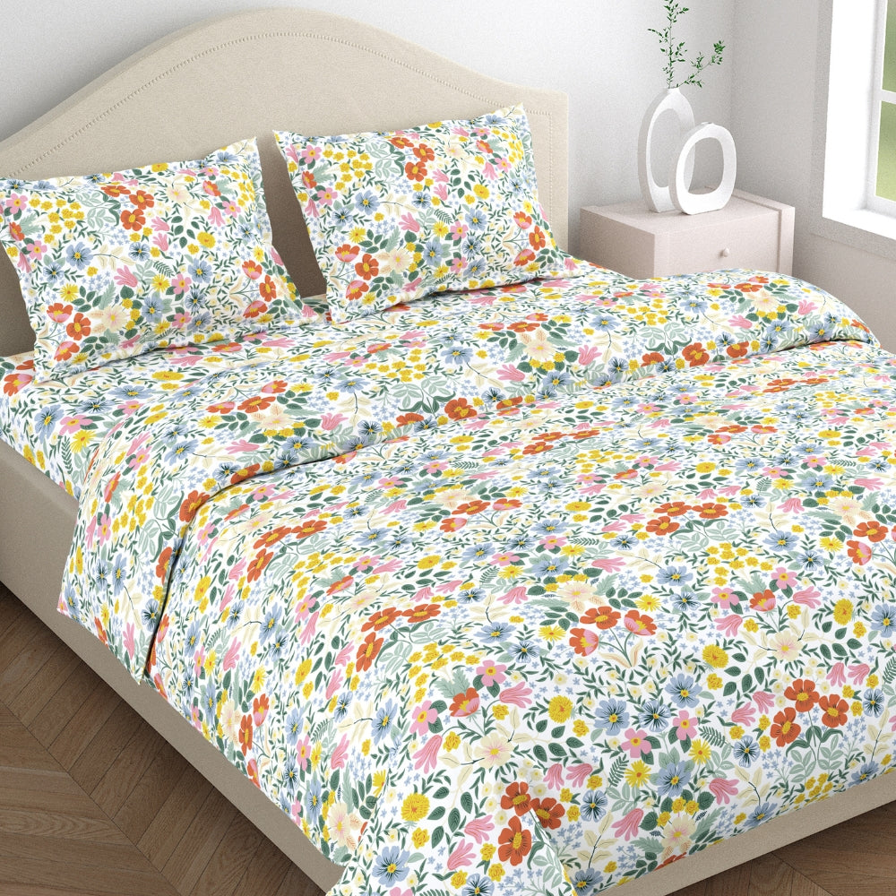Royal Bloomscape 100% Cotton King Bedsheet, 144 TC