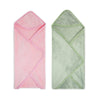 Super Soft Plush Baby Hooded Flannel Blanket - Sage Green & Baby Pink