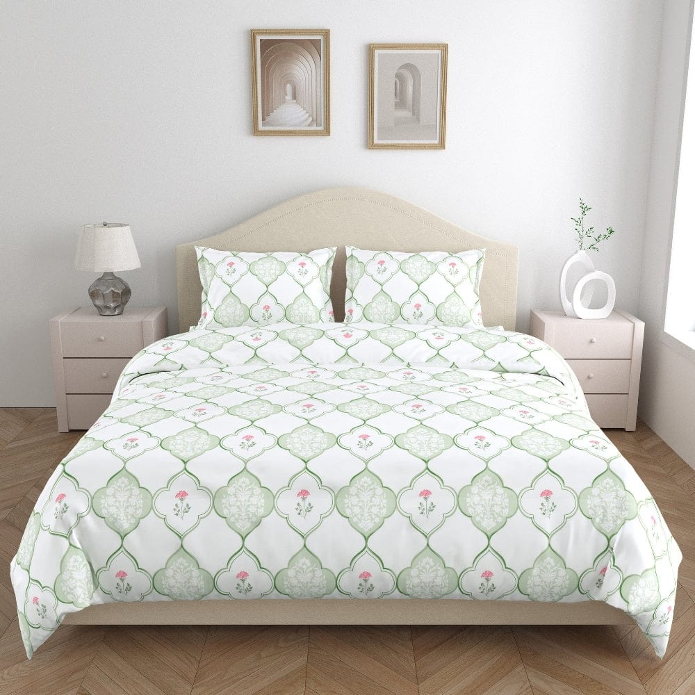 Sage Trellis 186 TC Cotton 100% Printed Flat King Bedsheet