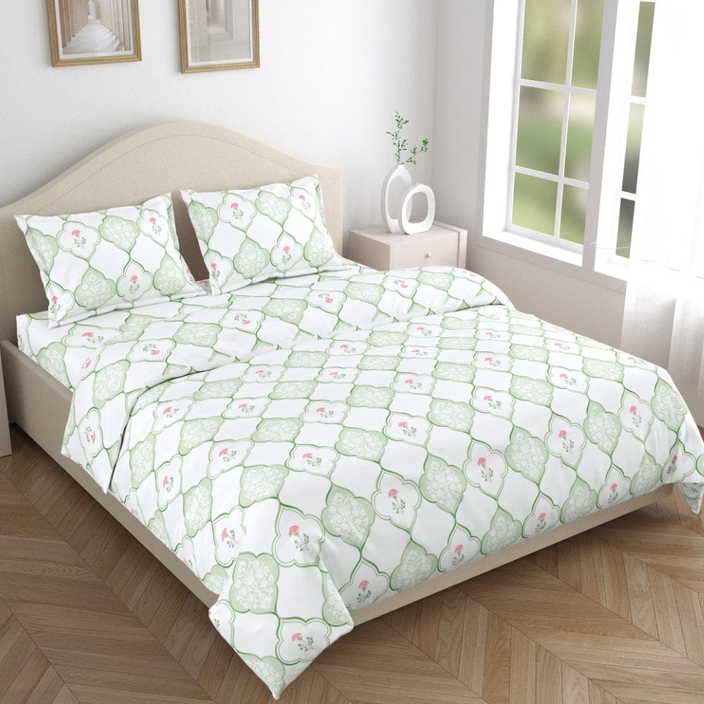 Sage Trellis 186 TC Cotton 100% Printed Flat Double Bedsheet