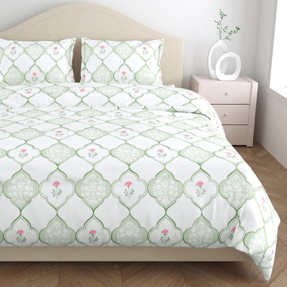 Sage Trellis 186 TC Cotton 100% Printed Flat King Bedsheet