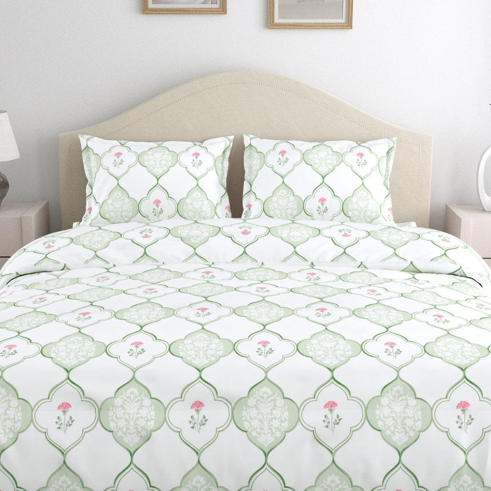 Sage Trellis 186 TC Cotton 100% Printed Flat Double Bedsheet