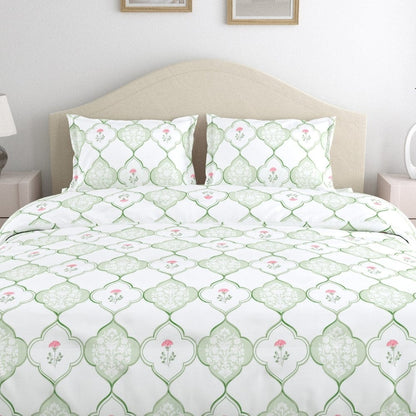 Sage Trellis 186 TC Cotton 100% Printed Flat King Bedsheet