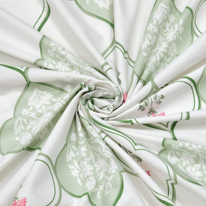 Sage Trellis 186 TC Cotton 100% Printed Flat Double Bedsheet