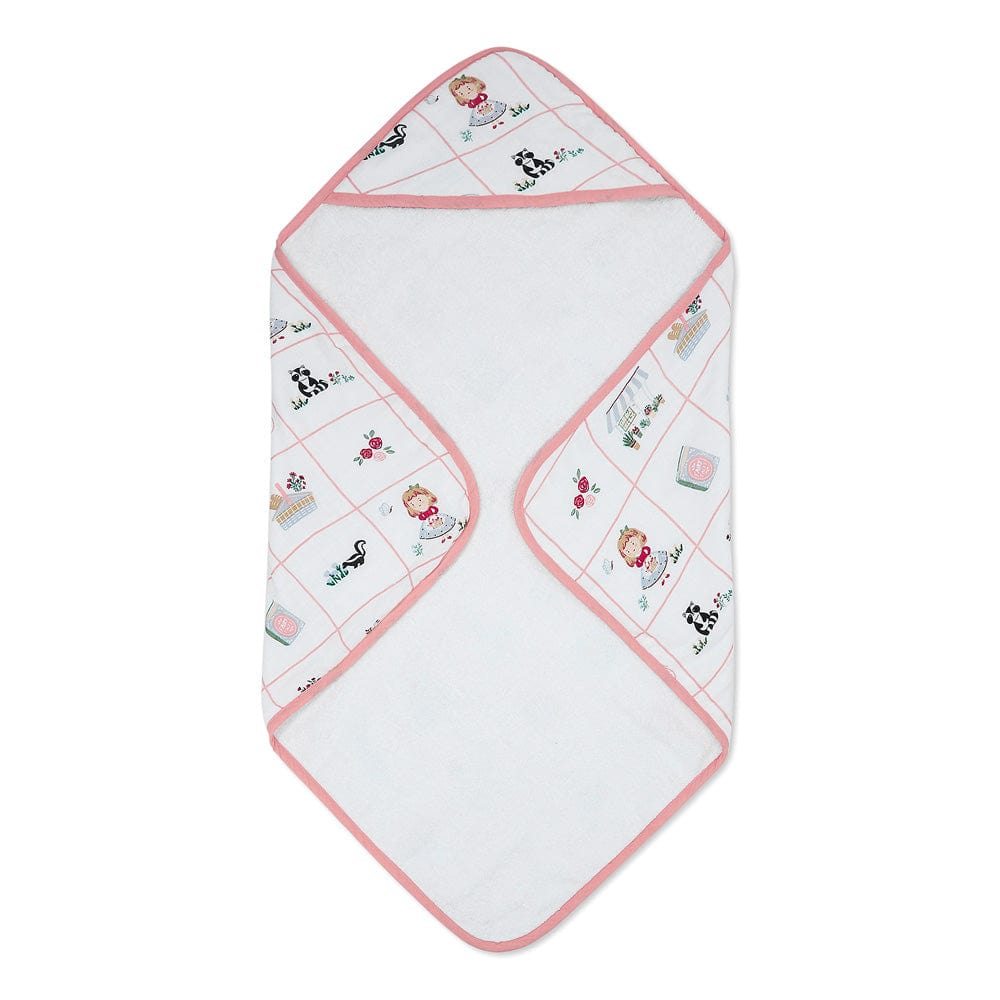 Cotton Muslin-Terry Hooded Towel ( Newborn - 12 Months) - Scarlet On adventure