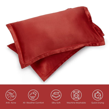 Satin Royale Scarlet Desire Red 300TC Satin 2 Pillow Cover