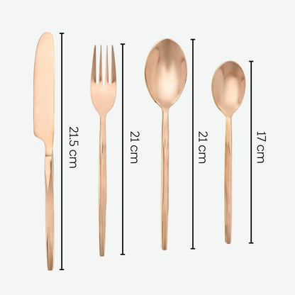 Diamond rose gold glossy cutlery, set of 4