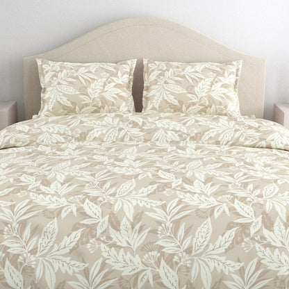Soft Beige Bloom 100% Cotton King Bedsheet, 144 TC