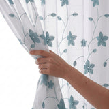 Shadow Bloom Curtain, Aqua