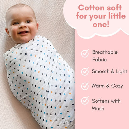 Eleflora Collection 100% Cotton Muslin Swaddle Pack Of  5