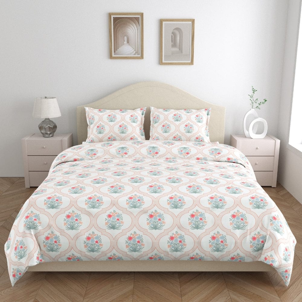 Terracotta Trellis 186 TC Cotton 100% Printed Flat Double Bedsheet