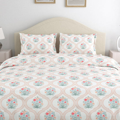 Terracotta Trellis 186 TC Cotton 100% Printed Flat Double Bedsheet