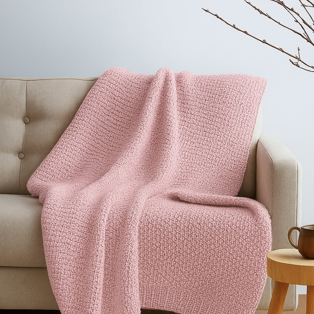 Ballet Blush Knitted Throw, Cameo Pink