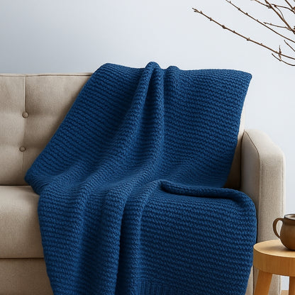 Ocean Ink Knitted, Throw Blue