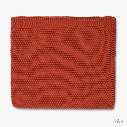 Sienna Warmth Knitted Throw, Burnt Orange