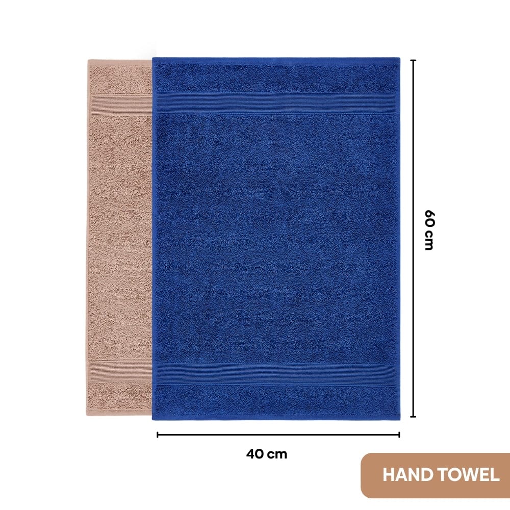 100% Cotton Harmony Combed Bath Set- Pack Of 6  (Cobalt, Almond)