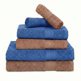 100% Cotton Harmony Combed Bath Set- Pack Of 6  (Cobalt, Almond)