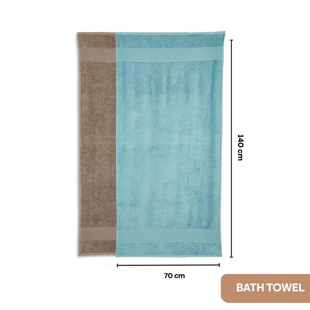 100% Cotton Harmony Combed Bath Set- Pack Of 6  (Coastal Blue, Taupe)