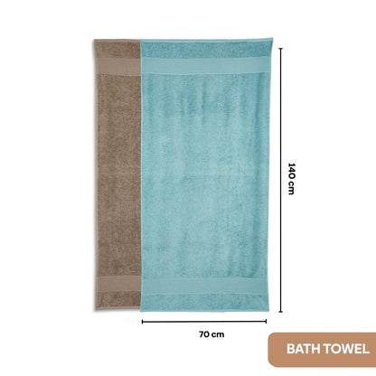 100% Cotton Harmony Combed Bath Set- Pack Of 6  (Coastal Blue, Taupe)