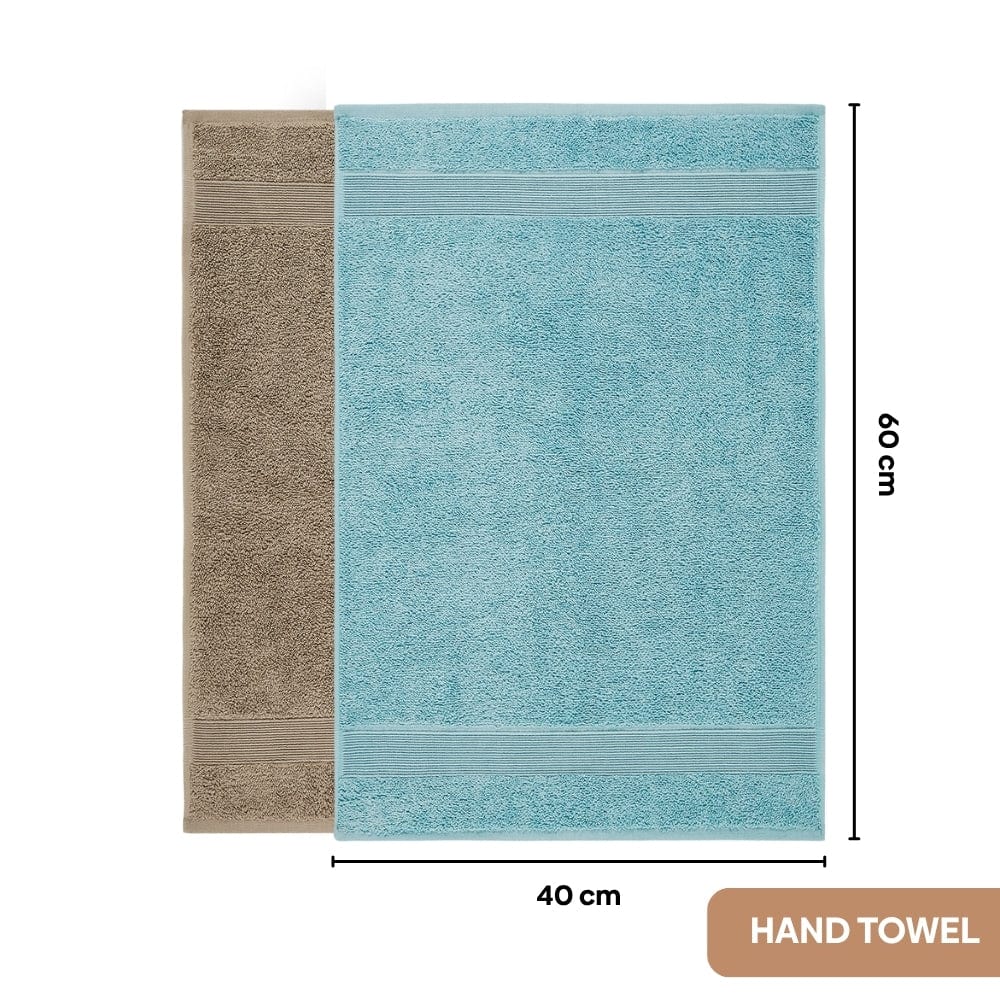 100% Cotton Harmony Combed Bath Set- Pack Of 6  (Coastal Blue, Taupe)