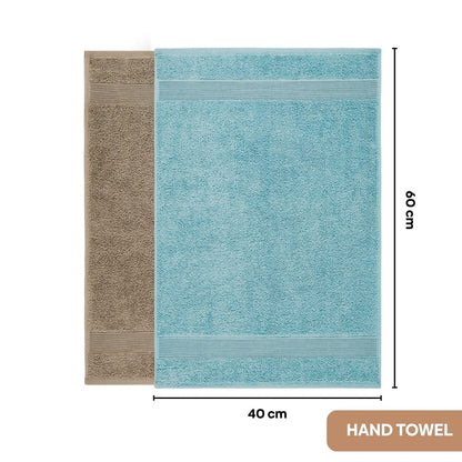 100% Cotton Harmony Combed Bath Set- Pack Of 6  (Coastal Blue, Taupe)