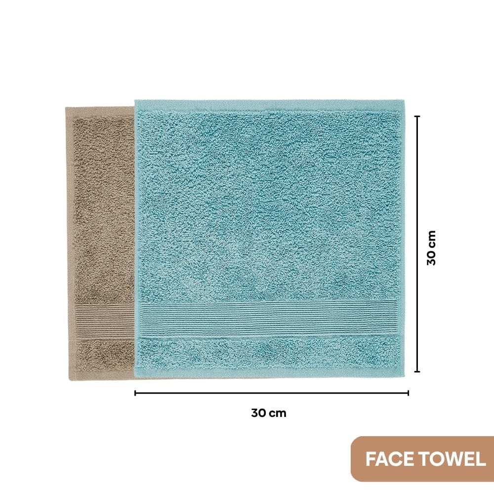 100% Cotton Harmony Combed Bath Set- Pack Of 6  (Coastal Blue, Taupe)